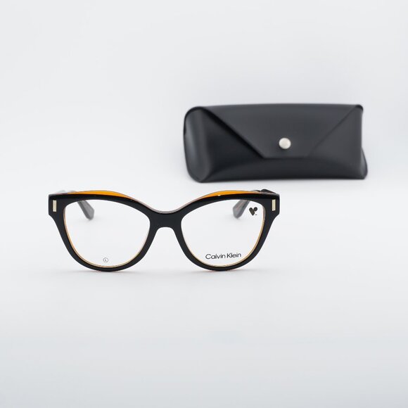 Calvin Klein CK23541 008 Cat Eye Eyeglasses 53mm - Black/Brown